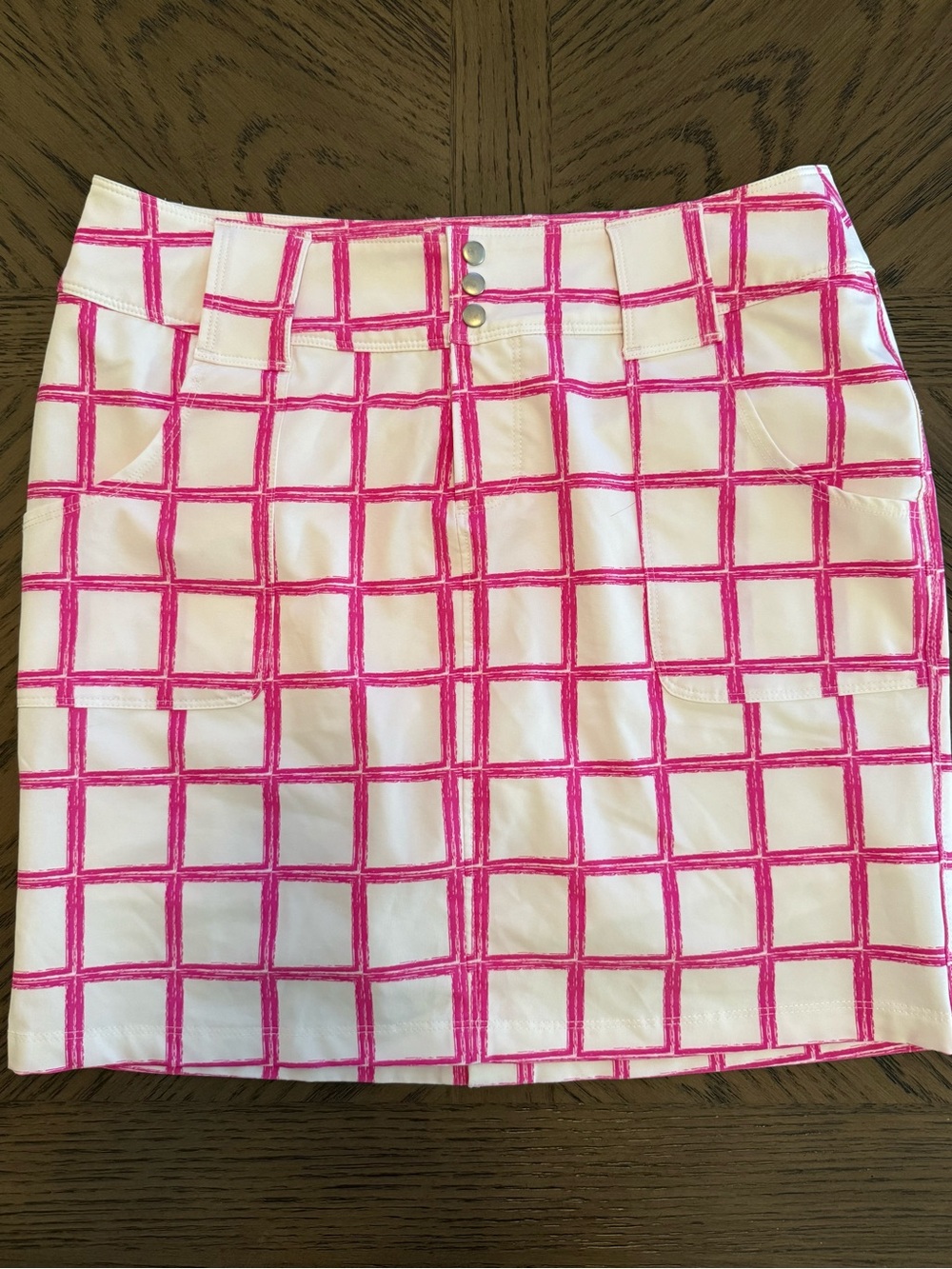 Jofit White and Hot Pink Grid Skort